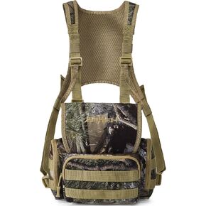 Hunting Chest Pack Bag Front Binocular Harness Rig Carrying Case Water Resistant Magnetic with Rangefinder Pouch 4L (Forest Camo)