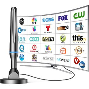 Digital TV Antenna for Smart Tv Indoor, 2024 Newest Indoor TV Antenna for Tv Without Cable with Strong Magnetic Base, 360° Reception HD Antenna for TV Indoor 4k, Tv Antenna for Local Channels ——All TV