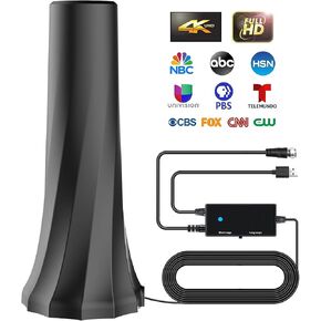 هوائي التلفزيون للتلفزيون الذكي، هوائيات التلفزيون الرقمي يصل مداها إلى 1000+ ميل، هوائي تلفزيون داخلي لتلفزيون 4K 1080P، هوائي رقمي مع هوائيات استقبال 360 درجة - هوائي خارجي عالي الدقة للتلفزيون الذكي كابل محوري 25 قدم in Kuwait