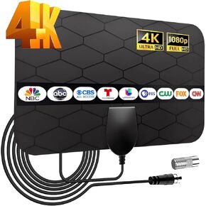 Portable Antenna TV,Digital TV Antenna,Antenna for Smart TV,TV Antenna for Local Channels,Support 4K 1080P,TV Antenna Amplifier Signal-Booster,10ft Coaxial HDTV Cable,HD TV Antenna Indoor