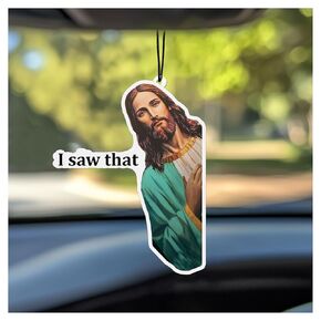 Jesus I Saw That Car Air Freshener, Christian Gift For Her Him, Funny Jesus Meme Car Freshener, Car Christmas Holiday Accessories, Car Hanging Gift, Car Fragrance, Pack of 4