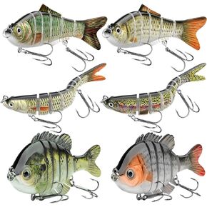 Fishing Lures for Freshwater and Saltwater, CHSMONB 6 Pcs Slow Sinking Most Lifelike Jointed Swimbait for Bass Trout Crappie Walleye Pike, Amazing Fishing Gifts for Men and Family Fishing