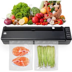Vacuum Sealer Machine, Cordless Rechargeable Vacuum Sealer for Dry/Moist Food Storage to Extend Fresh, With 1 Air Hose for Containers and Mason Jars, With Bag Cutter and 10 Vacuum Sealer Bags
