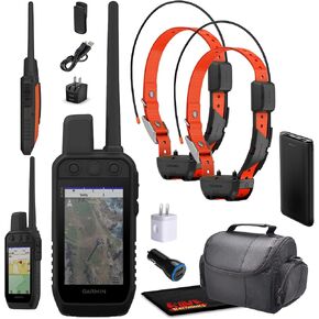 Garmin Alpha 300 Handheld Advanced Tracking and Training System for Hunting Dogs Bundle with 2X Garmin Dog Collars Alpha TT25 Tracking Collar for Dogs with GPS + Field Bag + Accessories