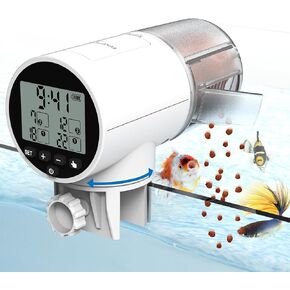 Automatic Fish Feeder Dispenser for Aquarium, 200ml Large Capacity Auto Turtle Fish Feeder for Small Tank, Battery Powered Food Feeding Timer for 7, 14 Day Weekend Vacation, Batteries Included