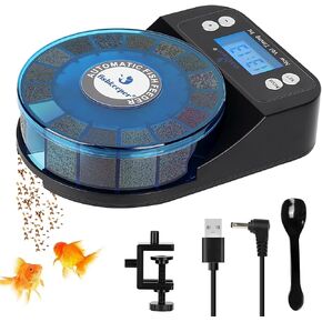 Automatic Fish Feeder for Aquarium - 2024 Upgraded Rechargeable and Precision Fish Feeder Auto Dispenser for Betta Fish & Turtle, Moisture & Proof Vacation Self Feeding(Memory Function)