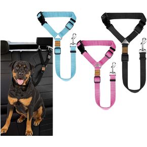 3 Pack Dog Seat Belt for Car, Car Headrest Restraint Adjustable Nylon Fabric, Dog Restraints Vehicle Seatbelts Harness