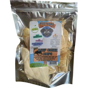 Beef Cheek Chips for Dogs,100% Natural Dog Treats,4 Count Pack, During Natural Procesing Mixed Thicknes/Size 3x3 to 4x6 inches, Grass-Feed Beef-Dental Dog Chews.High in Protein & Collagen.
