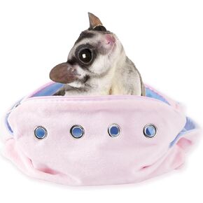 Meow&Woof Sugar Glider Bonding Pouch Small Pet Carrier Bag Sling with Strap Critter Cuddler for Gliders Ferret, Rat, Hedgehog, Hamster Outdoor-Pink