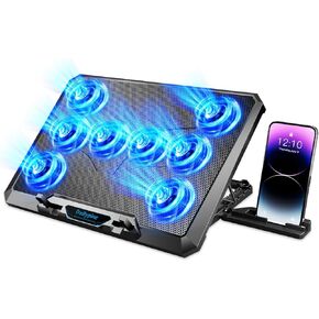 Computer Cooler for Laptop with 8 Silent Fans,Cooling Laptop Pad Plug in,Laptop Cooling Pad USB C,Ultra Thin Laptop Fan Cooling Pad,Portable Silent Laptop Cooler Stand, for 12"-17.3"