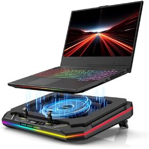 وسادة تبريد للكمبيوتر المحمول من Seeda، مبرد كمبيوتر محمول للألعاب مع مروحة توربو مقاس 4.72 بوصة، ومرشحات غبار، وتحكم باللمس، وإضاءة RGB، ومبرد كمبيوتر محمول مقاس 10-17.3 بوصة مع محور USB ثلاثي المنافذ in Kuwait