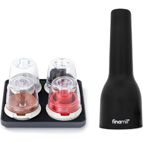 FinaMill’s Award-Winning Ultimate Spice Grinder Set – Adjustable Coarseness, Ceramic Grinding Elements, LED Light, 4 Quick-Change Pods, a Stackable Tray (Rechargeable, Midnight Black)