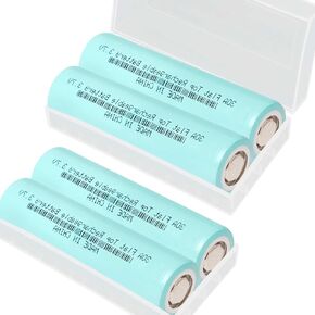 4 Pack 18650 Rechargeable Battery Set, 3000mAh 3.7V Flat Top Battery with Storage Holder Case for Flashlights, Headlamps, Electronic Device