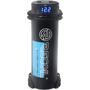 Recoil REC2D-2 True 2.0 Farad Capacitor 20V مكثف تعزيز تخزين الطاقة الصوتية للسيارة مع القراءة الرقمية وكتلة التوزيع المدمجة in Kuwait