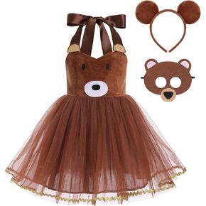 Toddler Girls Jungle Themed Safari Animal Costumes Party Dress up with Ears Headband Tail Set Halloween Birthday Party in Kuwait