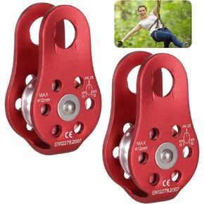2 PCS Fixed Plate Micro Pulley, 26 KN General Purpose Small Aluminum Rope Pulleys, Heavy Duty Micro Pulley for Climbing Aloft Work Rappelling Rescue Outdoor Activities