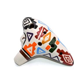 Ocarina Musical Instrument - Made with Clay - Non Toxic - Non Plastic - Handmade with Clay - HandPainted White - White Whistle - Flutes