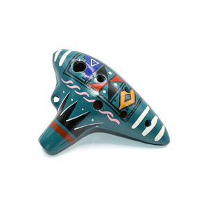 Ocarina Musical Instrument - Made with Clay - Non Toxic - Non Plastic - Handmade with Clay - HandPainted Teal Green - Whistles - Flutes