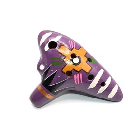 Ocarina Musical Instrument - Made with Clay - Non Toxic - Non Plastic - Handmade with Clay - HandPainted Purple - Purple Whistle - Flutes