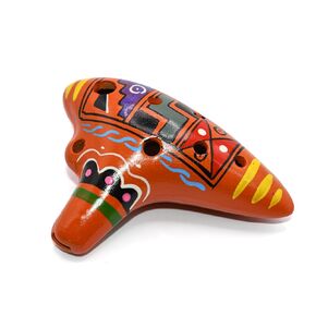 Ocarina Musical Instrument - Made with Clay - Non Toxic - Non Plastic - Handmade with Clay - HandPainted - Orange Whistles - Flutes