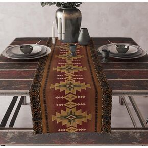 Vintage Aztec Table Runner Southwestern Ethnic Tribal Style Rustic Vintage Geometric for Table Decor Farmhouse Wedding Dinner Holiday Party Home Table Runner13x36in