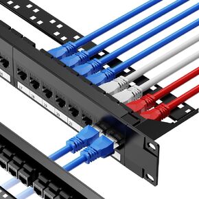 CableGeeker Patch Panel 48 Port, Cat6 Patch Panel with RJ45 Pass-Thru Inline Keystone 10G Support, 2U Network Patch Panel UTP 19-Inch with Removable Back Bar, Compatible with Cat6, Cat5e, Cat5 Cabling