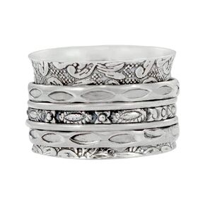 925 Sterling Silver Spinner Ring, Oxidized Hand Craved Designer Jewelry, Promise Band, Spinning Ring for Unisex, Handmade Statement Boho Ring (7)