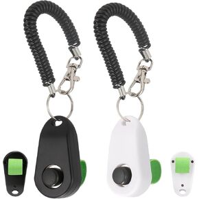 BARKIE Dog Training Clicker with Finger Ring and Wrist Strap 2 Pack, Multi-Carry Dog Clicker for Behavior Aids, Puppy Essentials & Pet Supplies for Dog Training and Walking(Black & White)