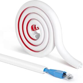Soft Wall Cord Hider 118in, Half Round PVC Cord Covers for Wires on Wall, Small Cable Hider, Self-Adhesive Wire Covers for Cords on Wall/Floor, Wall Cord Concealer for Home/Office, 0.6inW 0.4inH White