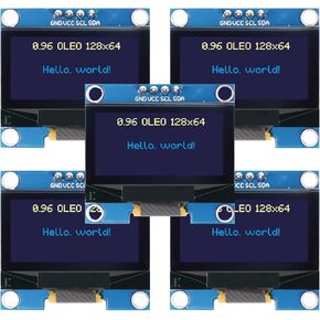 5 Pcs 0.96 Inch OLED I2C IIC Display Module, AYWHP 128x64 Pixel Serial Display Board, Module for Arduino Display and ESP32 Display Compatible with Arduino and Raspberry Pi(White)
