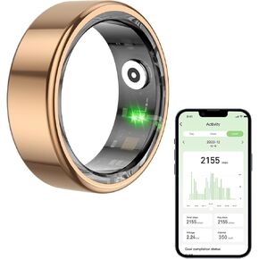 2024 New Smart Ring Health Tracker for Women Men, IP68 Waterpfoor Bluetooth 5.0 Heart Rate Oximetry Sleep Tracking, Workout Monitor, Heart Activity Tracking, Shake to Capture Photo(8#/Circum 56.9mm)