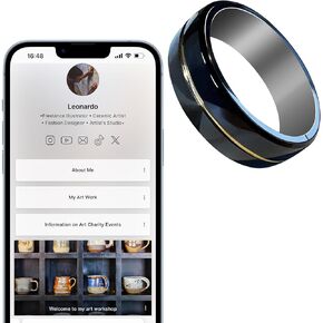 Tungsten Ring Digital Business Card - Waterproof NFC Ring - Social Media Sharing & Instant Contact - Tap to Share NFC - iOS and Android