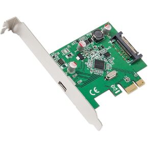 IO Crest Syba 1 Port USB 3.1 Gen 2 10 Gbps Type-C PCI-E 3.0 x1 SATA Power Connector Card Asmedia Chipset