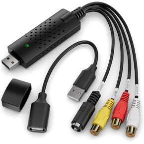 Video Capture Card, RCA to USB Video Capture Device, USB 2.0 VHS to Digital Converter, VCR to Video Converter, Convert VCR to Digital from VCR VHS Mini DV Hi8 DVD for MAC/PC