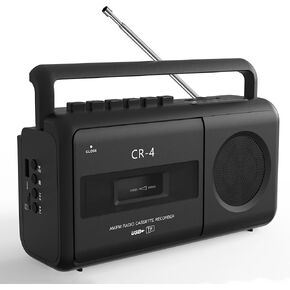 Portable Cassette Tape Player Recorder,Boombox Radios Convert AM/FM and MP3 to Tapes,Builtin Microphone for Voice Recording,Play TF/USB with Earphone Jack,Battery Operated or AC Powered