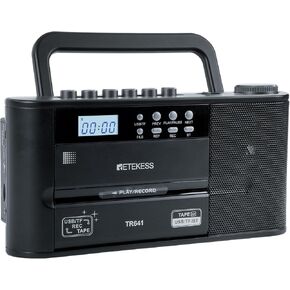 Retekess TR641 Cassette Tape Player,Portable AM/FM Radio,Cassette Boombox with Earphone Jack,USB/TF Cassette Recorder,Wireless Connection,Battery or AC Powered