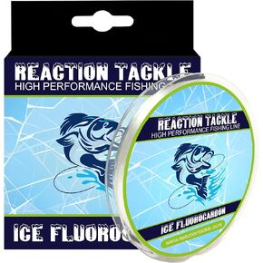 Reaction Tackle Ice Fluorocarbon Fishing Line - High Strength, Abrasion-Resistant, Fast-Sinking, Virtually Invisible, with Added Sensitivity