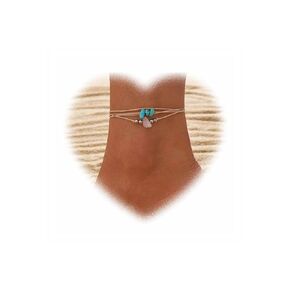 Bohemian Layered Turquoise Anklet for Women Metal Bead Ankle Bracelets Natural Stone Anklets Woven Rope Anklets Chain Bracelet Summer Beach Foot Ankle Chain Jewelry for Girls Gifts
