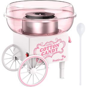 Cotton Candy Machine, Mini Cotton Candy Maker Machine for Kids with Sugar Scoop, Easy & Safe to Use, Pink Vintage Portable Candy Floss Maker for Birthday, Home, Party Gatherings, Christmas Gift