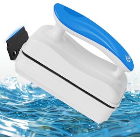AQQA Aquarium Magnet Glass Cleaner,Dolphin Series-Fish Tank Algae Scraper Brush Cleaner for Glass or Acrylic,2 Detachable Blades Floating Cleaning Tool (S(1/8"-1/4"))