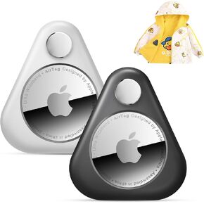 Apple Airtag Holder for Kids, 2 Pack Hidden Air Tag Cases, Anti-Removal GPS Tracker Durable Case with Pins, Lightweight Inside Clothes, Suitable for Kids Elder Pet Backpack Luggage(Black+White