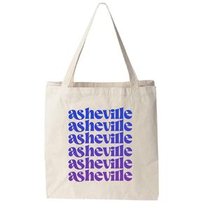 Charlotte Blue Ombre Canvas Tote Bag, Screenprinted Tote, Cotton Flour Sack Tote, Reusable Shopping & Grocery Bag