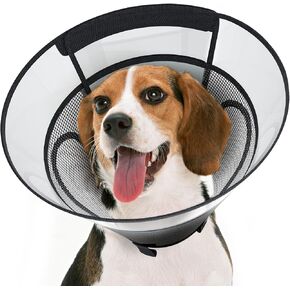 Dog Cone Collar for Large Dogs After Surgery, Mesh Windows PVC Transparent Dog Cone E Collar for Dog, Anti-Bite Lick Wound Healing Neuter Safety Practical Comfy Plastic Cone XL