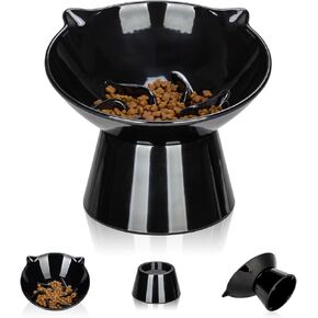 Detachable Elevated Slow Feeder Cat Bowl,7 Inch Large Extra Wide Cat Slow Feeder Bowl,Tilted Raised Cat Bowl Slow Feeder,Whisker Fatigue,Anti-Vomiting Adjustable Cat Food Bowl for Cats,Small Dogs