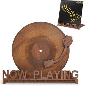 Heather & Willow Now Playing Vinyl Record Holder | Now Playing Vinyl Record Stand Display | Wood Vinyl Record Storage Stands for Albums | Now Spinning Vinyl Accessories Rack