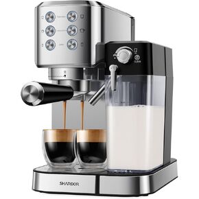SHARDOR 20 Bar Espresso Machine with Automatic Milk Frother, Cappuccino Espresso Coffee Maker for Home, 1350W, Stainless Steel