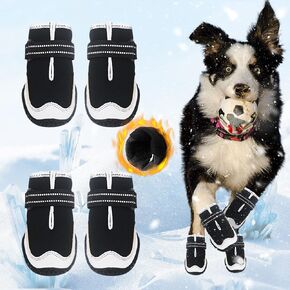Dog Shoes for Large Small Medium Dogs Warm Non-Slip Protective Dog Boots for Winter Cold Pavement Waterproof Cotton Paw Protector for Snow Rain Outdoor (Blue, #1(2.16"*1.57")(L*W) for 11-26 lbs)