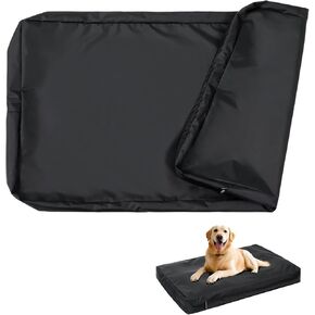 Large Waterproof Dog Bed Replacement Cover, Easy to Clean Pet Dog Crate Pad Duvet, Long Zipper Open, Oxford Fabric Slick Look, 40"Lx27"Wx4"H - Black