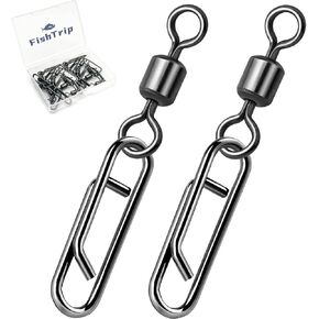 Fishing Swivel Clips Power Clip,50pcs Rolling Swivels with Speed Clip Snaps,Quick Change Connector Saltwater Freshwater for Rigs Lures