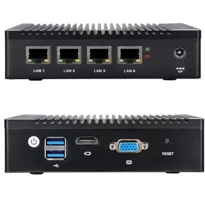 Micro Firewall Router PC 4x2.5GbE i225 LAN Ports, in-tel J4125 Quad Core 8GB RAM DDR4 128GB mSATA SSD, Fanless Mini Computer Network Gateway Soft Router PC, Support AES NI WiFi(8+128G J4125)